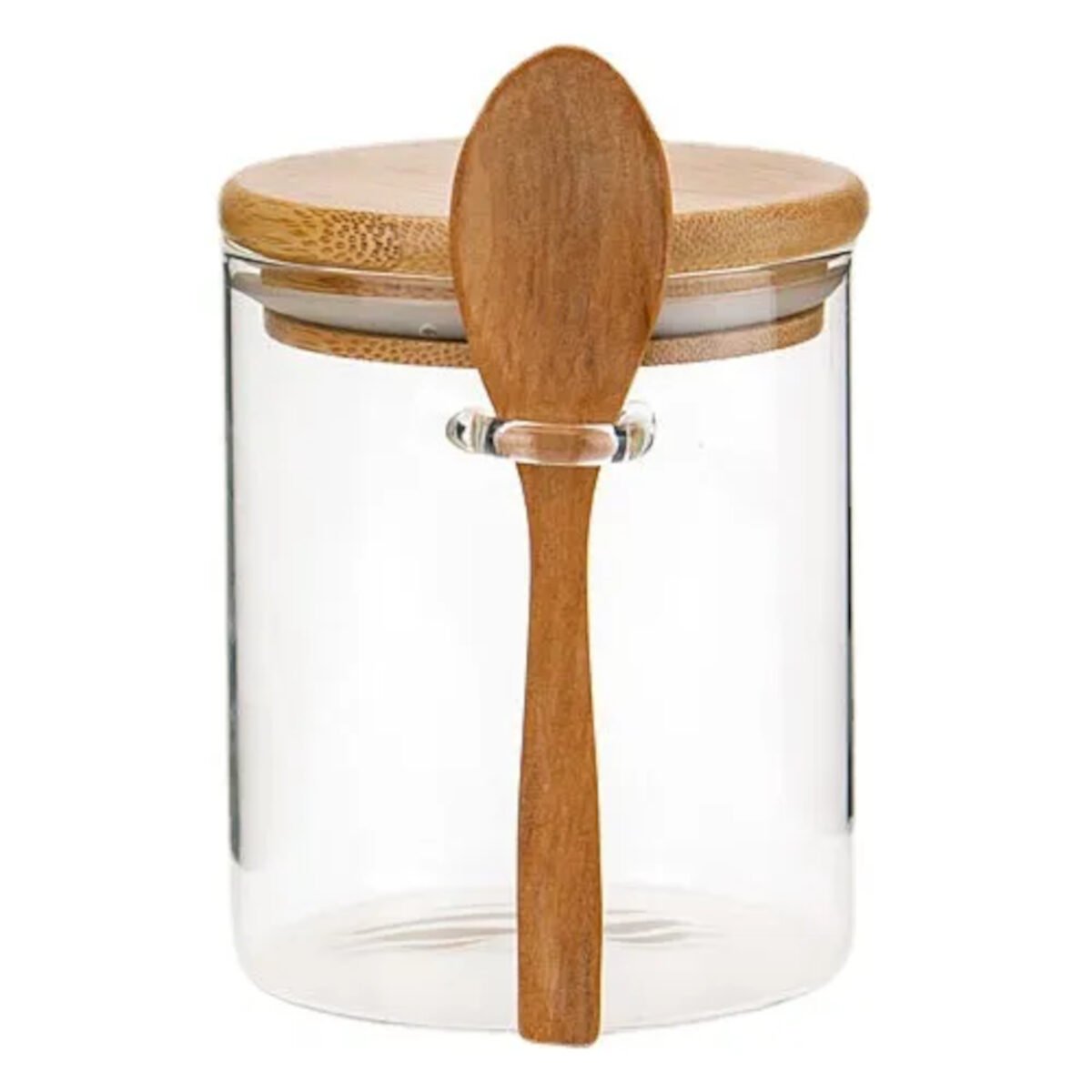 Pote Hermético Vidro C/ Tampa Colher Bambu