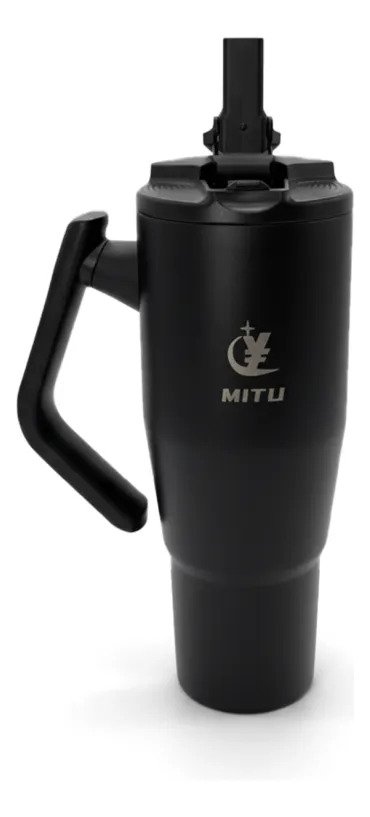 Copo Térmico Mitu Alça Transformável E Botão - Preto Preto Lisa