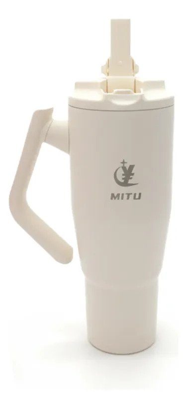 Copo Térmico Mitu Alça Transformável E Botão - Branco  Branco Liso