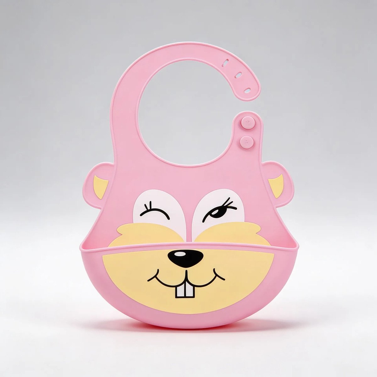 Babador Silicone Impermeável Esquilo Rosa
