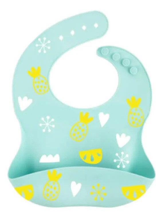 Babador Infantil Silicone Impermeável Azul