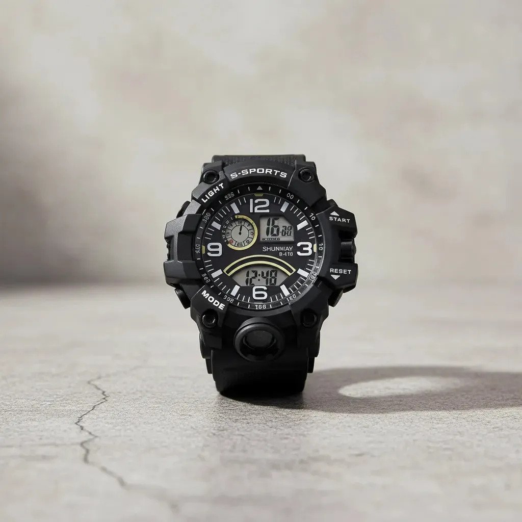 Relógio Masculino Shunway B-410 Esportivo Analógico-digital Com Cronógrafo Preto
