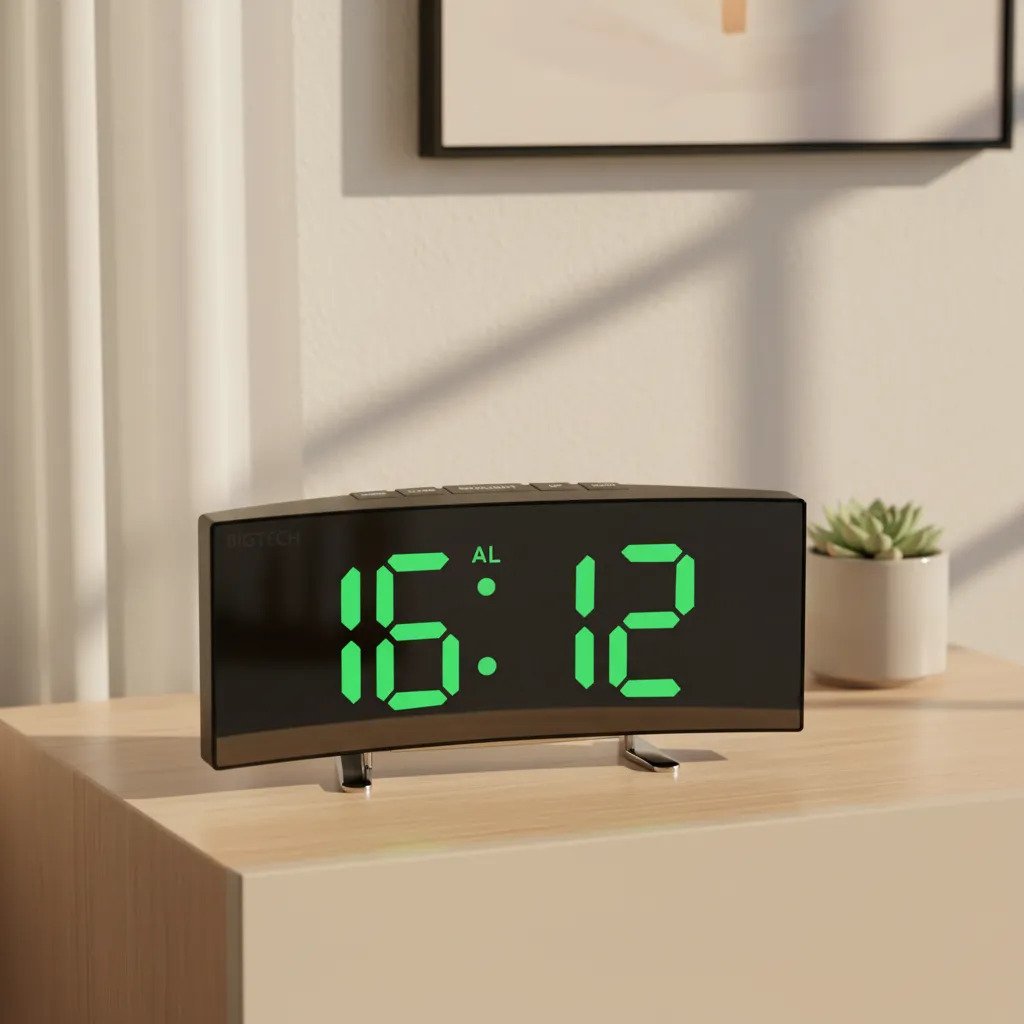 Relógio Despertador Digital Espelhado Números Verde - Led Verde