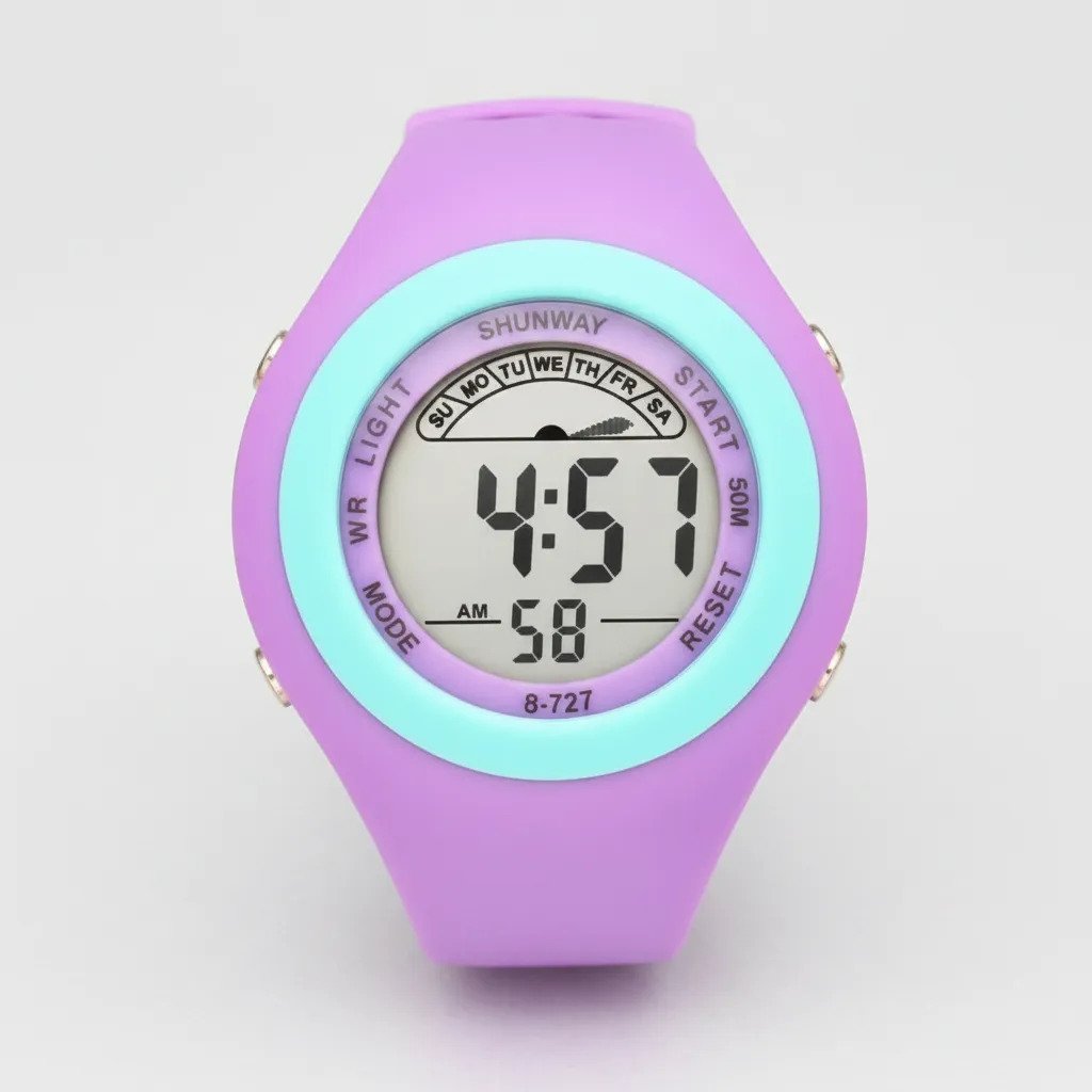 Relógio Esportivo Digital  Feminino Shunway - Lilás E Azul