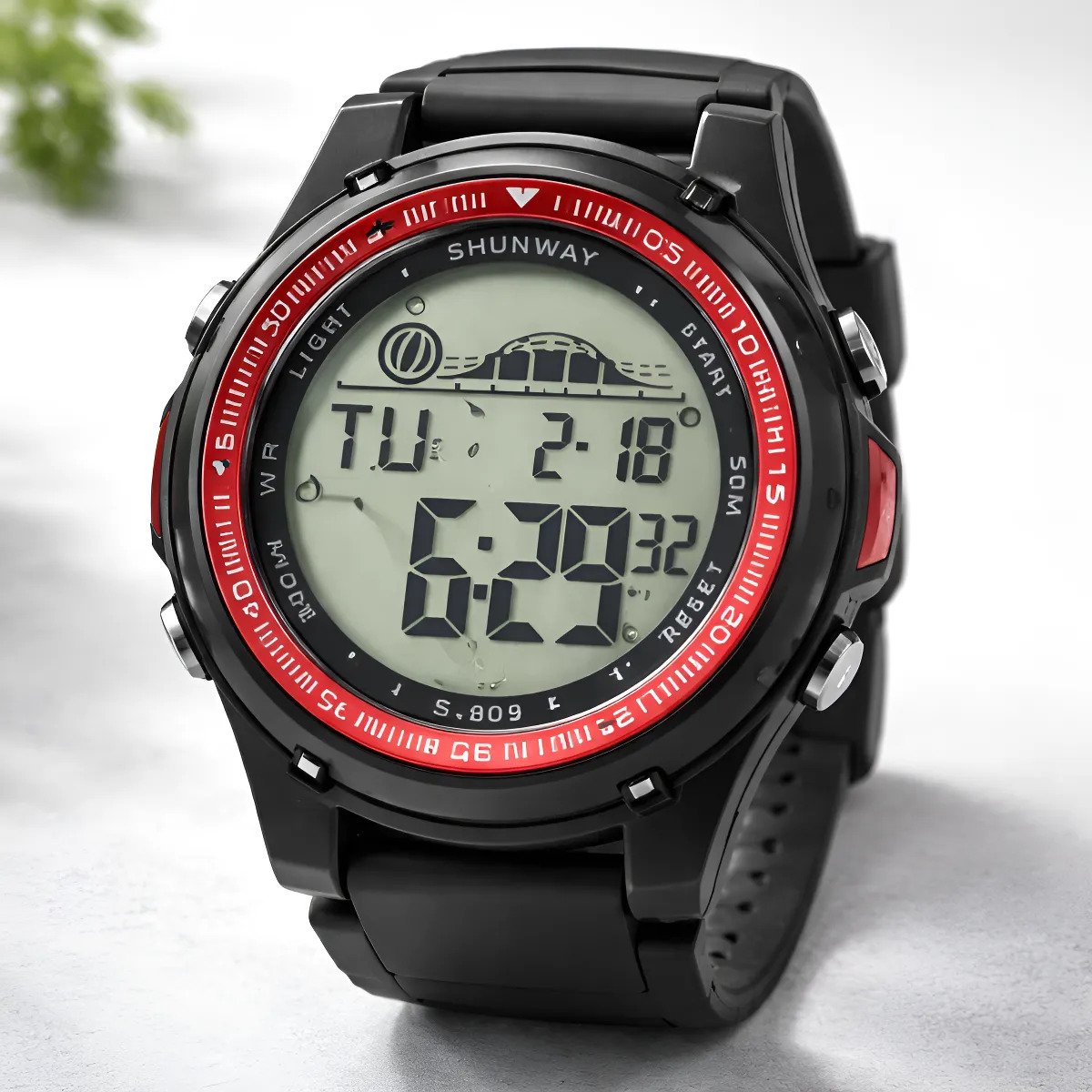 Relógio De Pulso Design Moderno Elegante Preto Com Vermelho