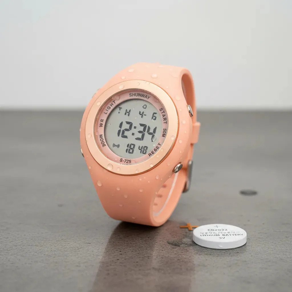Relógio Feminino Digital Rosê Esportivo A Bateria Rosa-claro Dourado Cinza