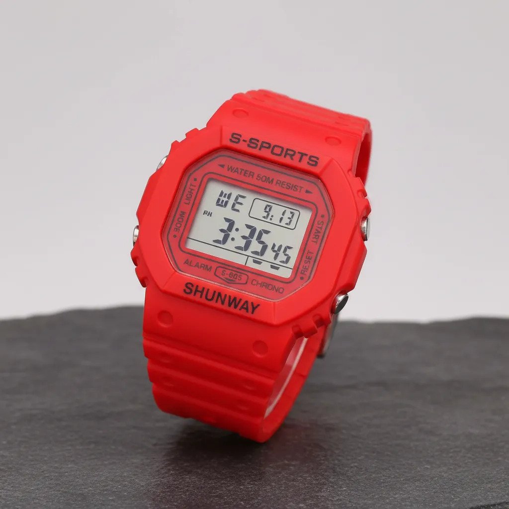 Relógio De Pulso Vermelho Moderno  Design Elegante Vermelho