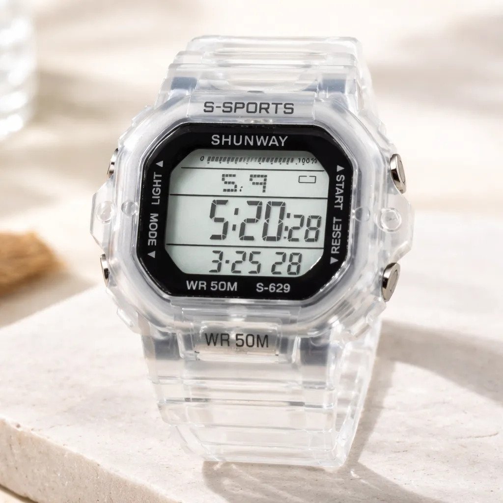 Relógio Feminino Digital Esportivo Led Transparente
