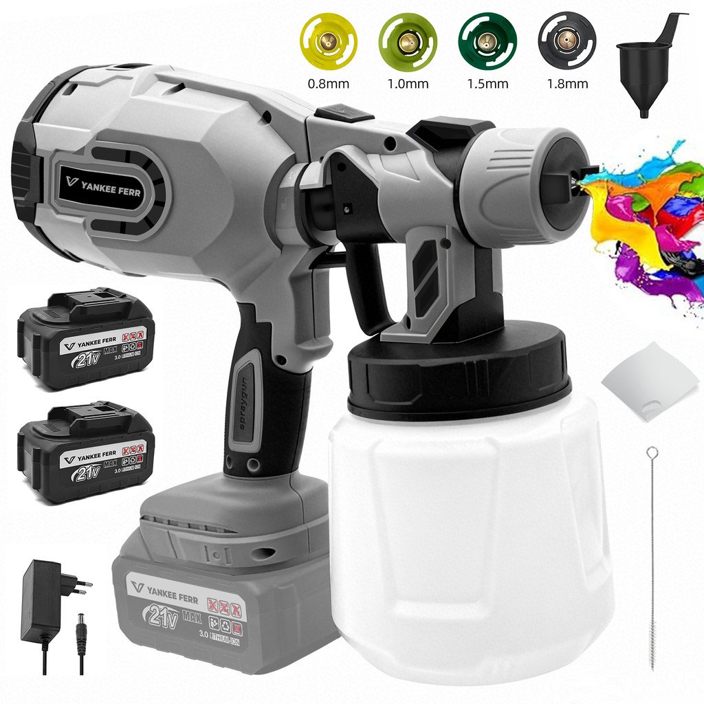 Pistola de Pintura Elétrica Sem Fio 48V com 2 Baterias